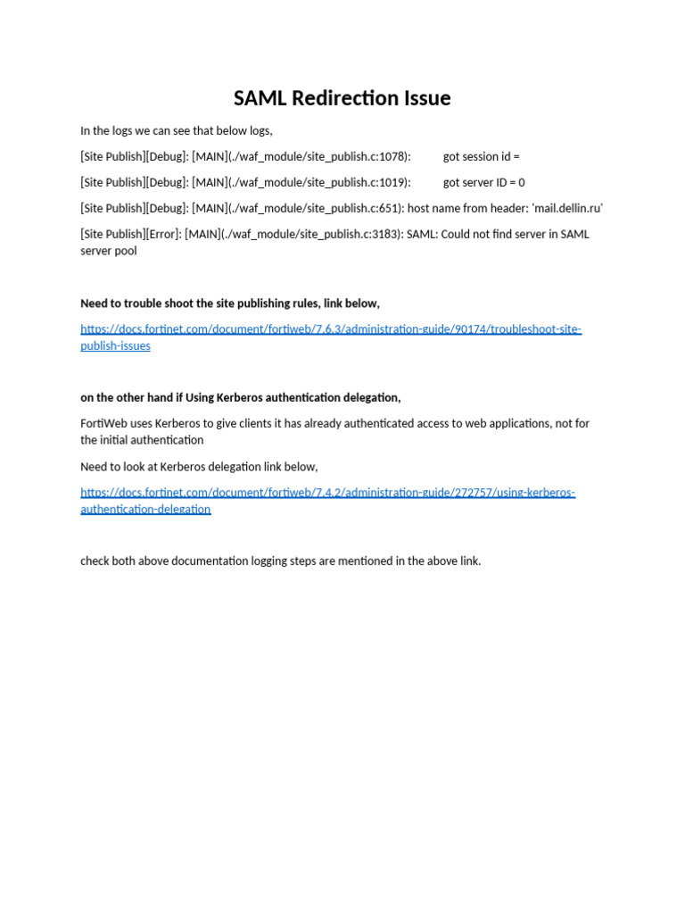 SAML Server Pool Troubleshooting Guide | PDF