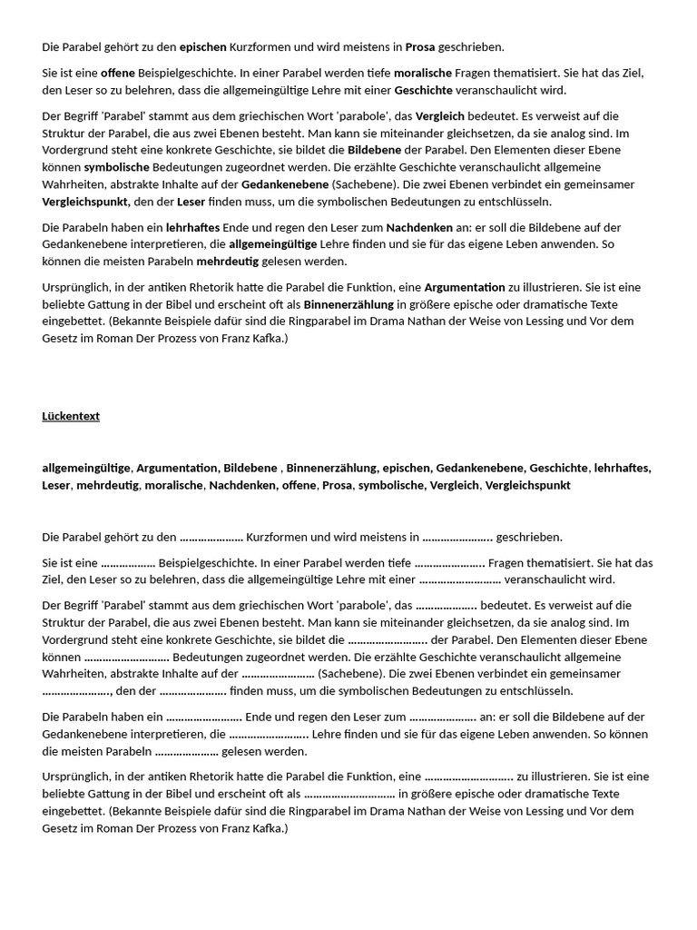 Die Parabel | PDF