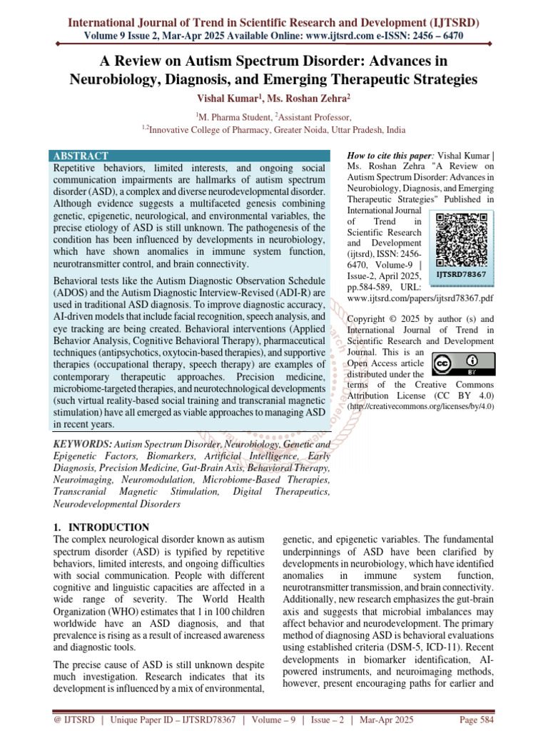 Advances in Autism Spectrum Disorder Research | PDF | Autism ...