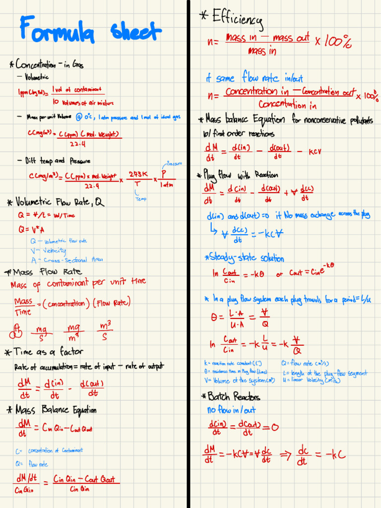 Mass Balance and Energy Efficiency Formulas | PDF | Heat | Heat Transfer