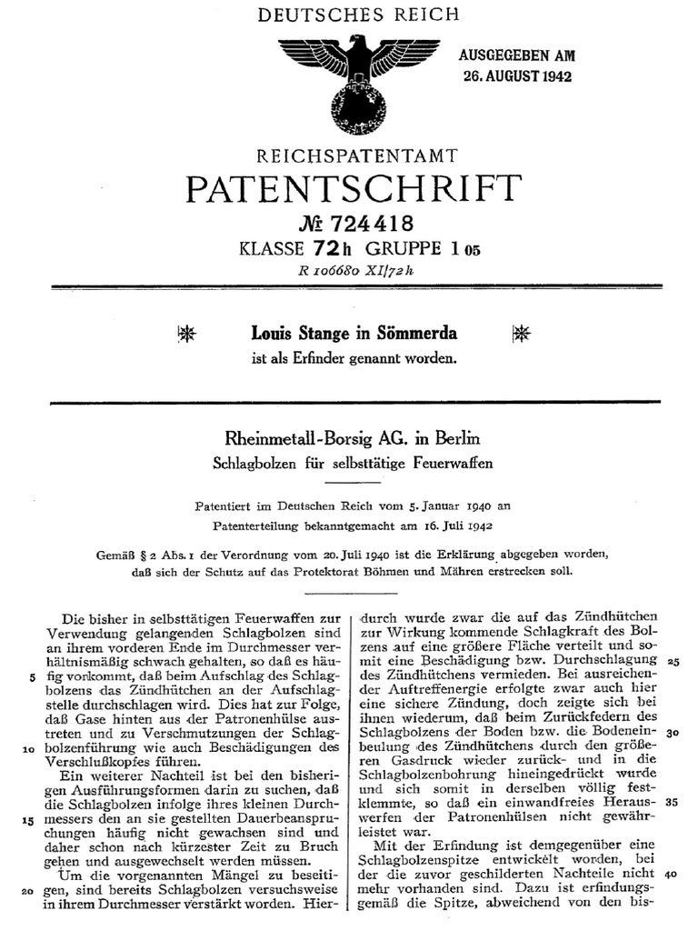 German Patent 724418 | PDF