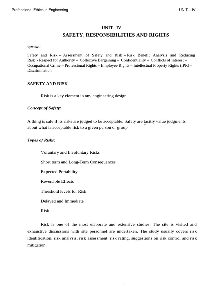 Engineering Ethics: Safety and Risk Management | PDF | Risk | Chernobyl ...