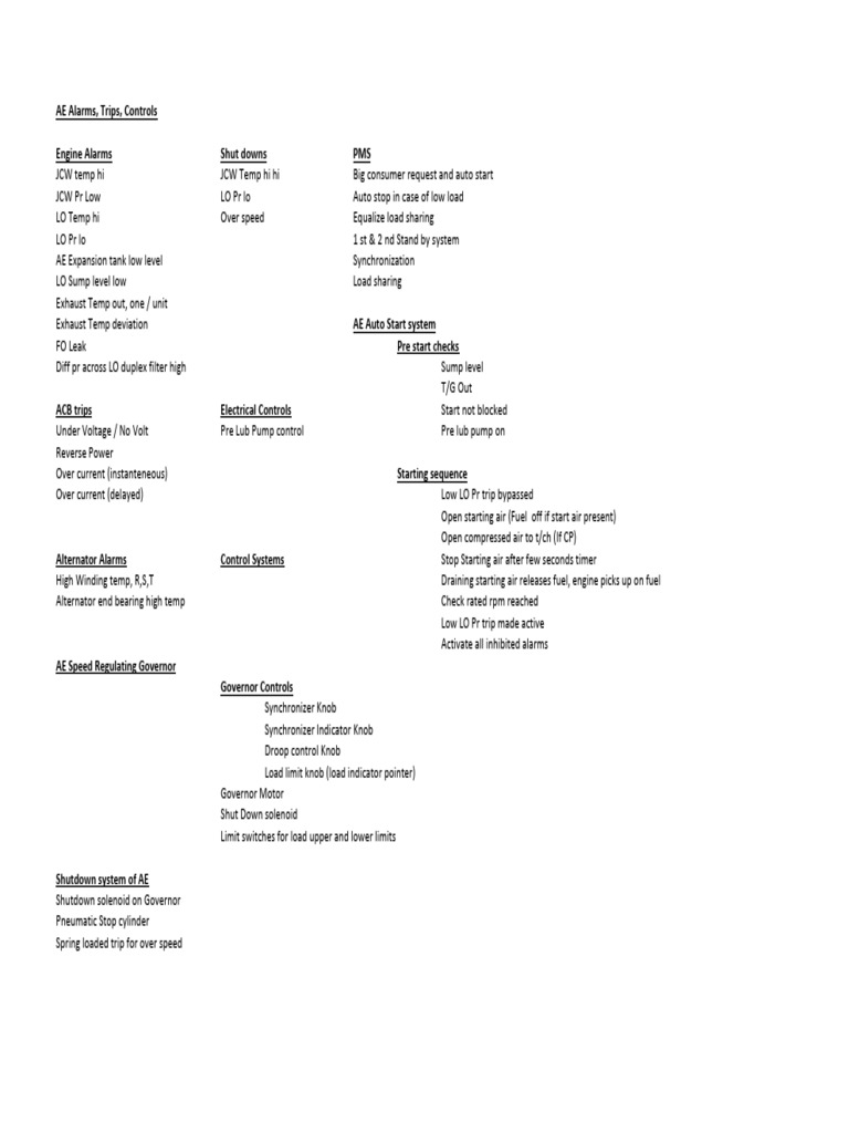 Engine Alarm and Control Systems Guide | PDF | Engines | Propulsion