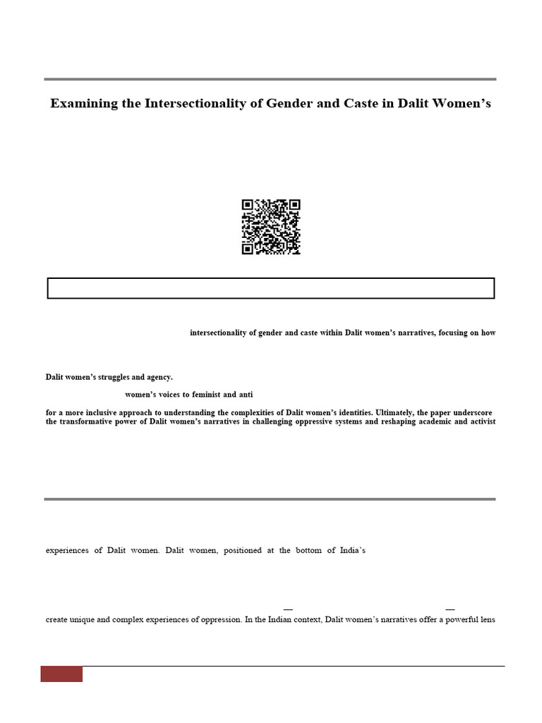 Dalit Women's Narratives: Gender & Caste Intersectionality | PDF ...