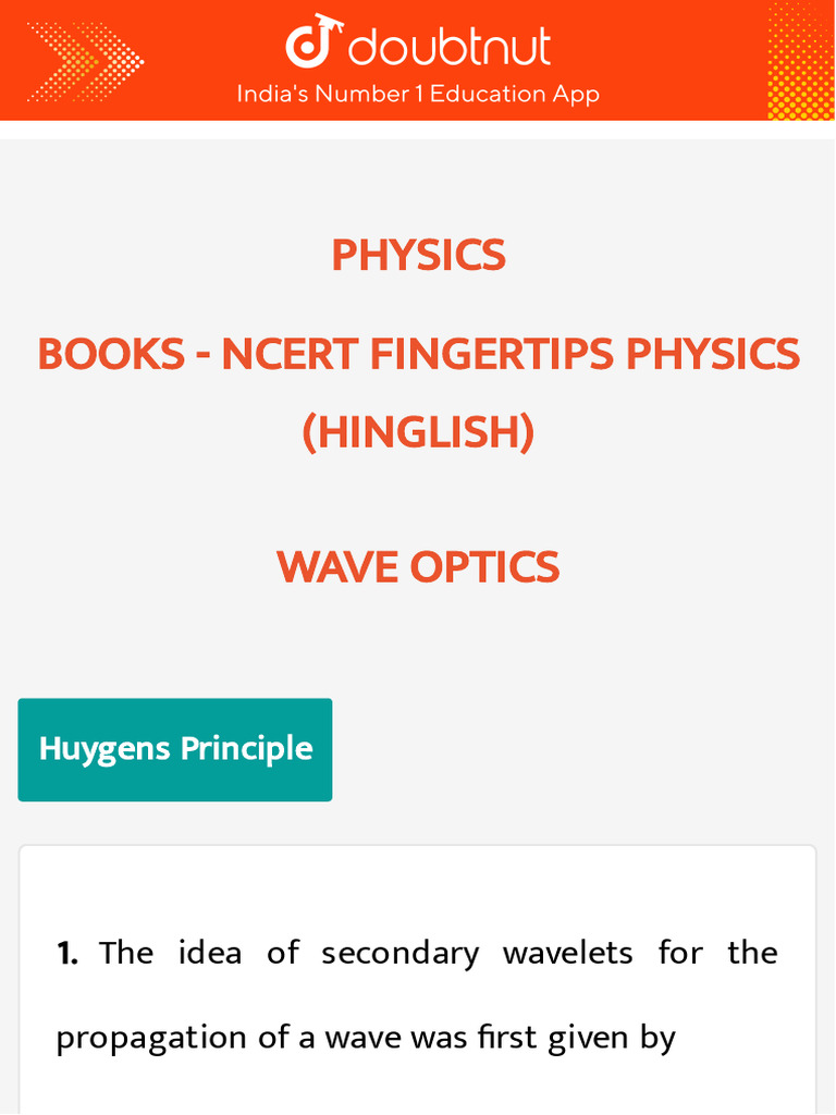 Wave Optics Concepts and Solutions | PDF | Diffraction | Wavelength
