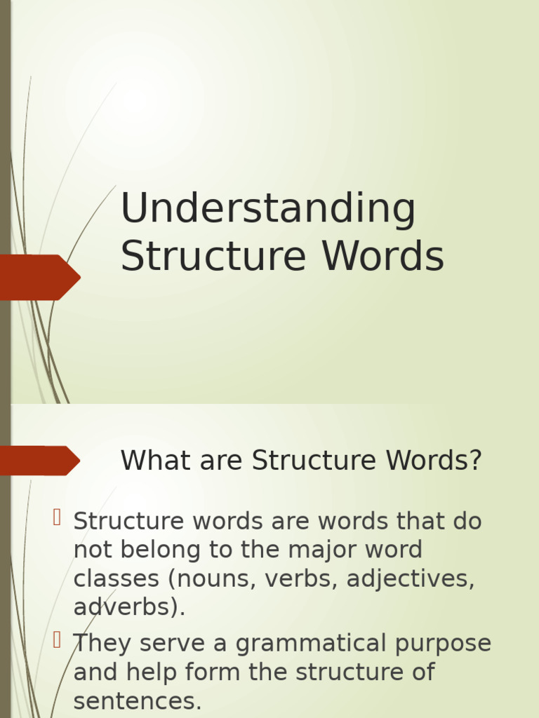 Structure Words Presentation | PDF | Verb | Word