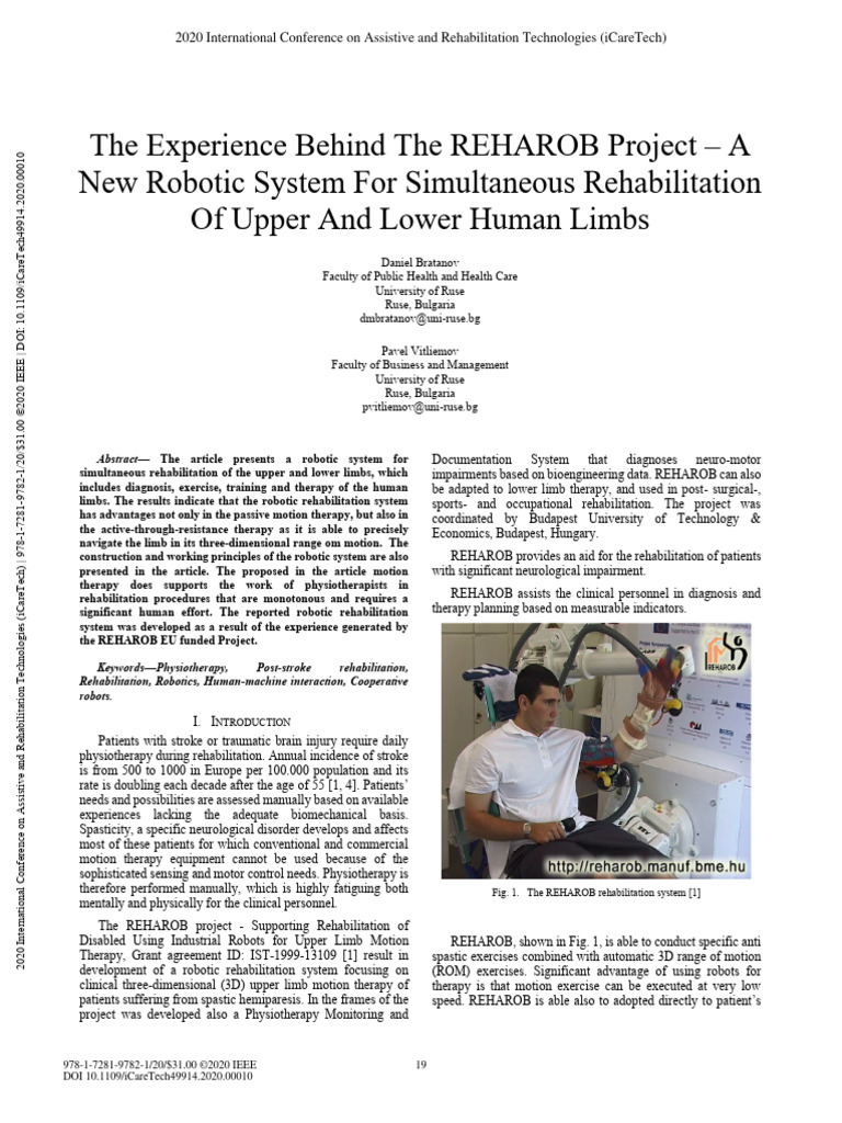 The Experience Behind The REHAROB Project A New Robotic System For ...