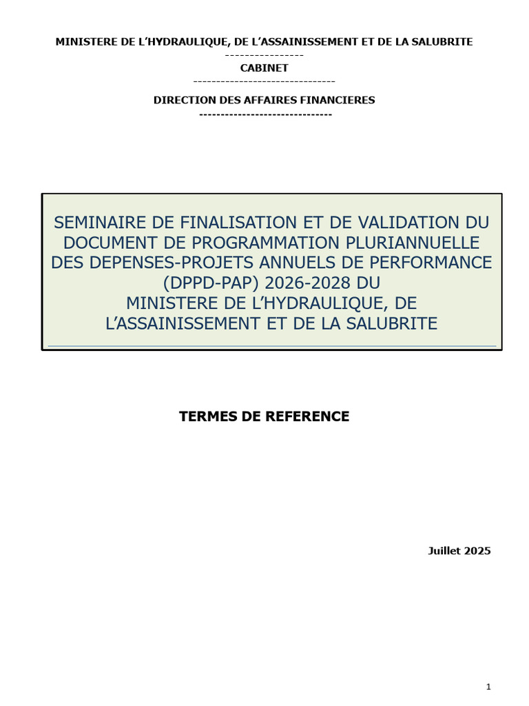 Séminaire de validation du DPPD-PAP 2026-2028 | PDF | Budget