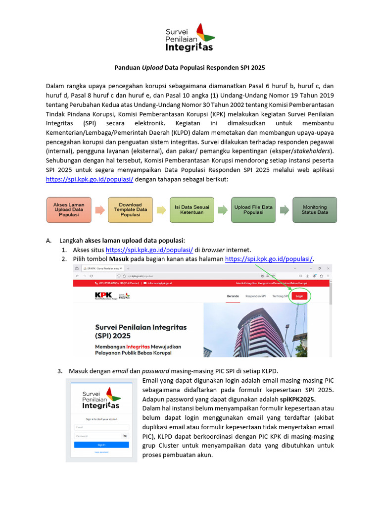Panduan Upload Data SPI 2025 | PDF