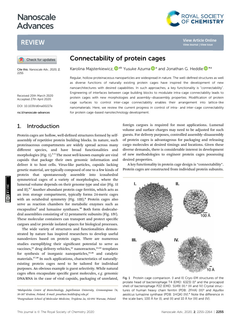 Engineering Connectability in Protein Cages | PDF | Proteins | Chemistry
