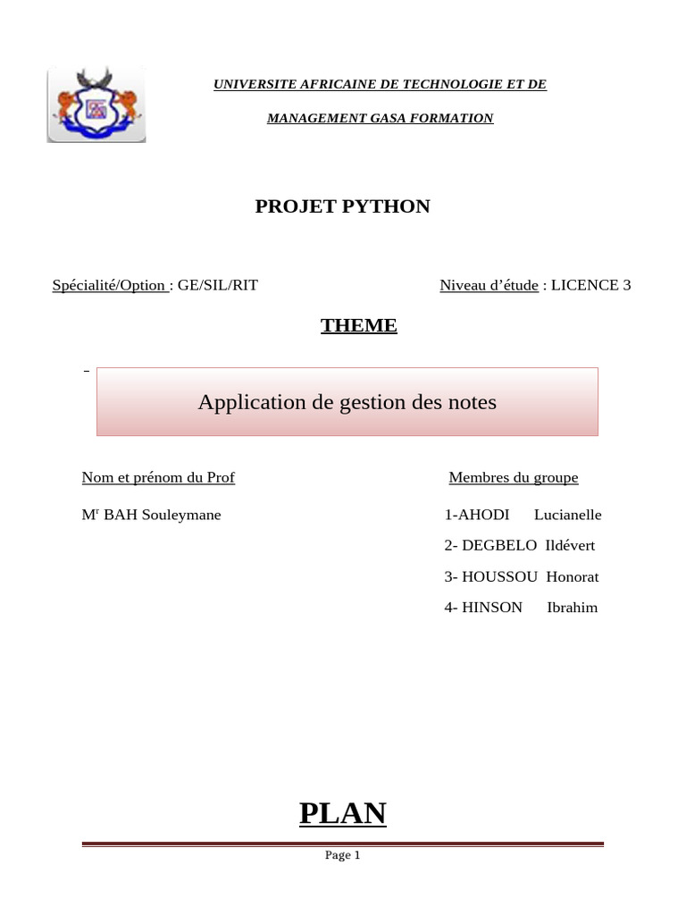 Application de gestion des notes Python | PDF | SQL | Recherche d ...