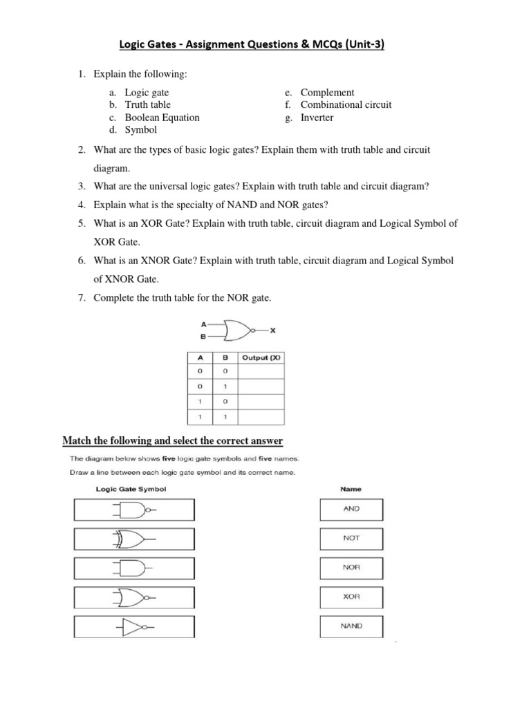 Logic Gates Assignment & MCQs | PDF | Logic Gate | Electronic Design