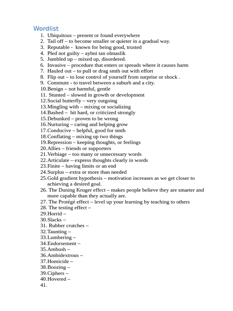Word List | PDF
