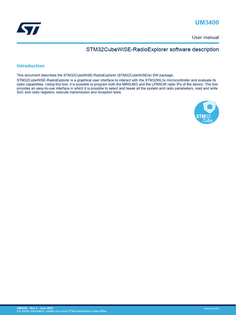 Um3400 Stm32cubewiseradioexplorer Software Description ...
