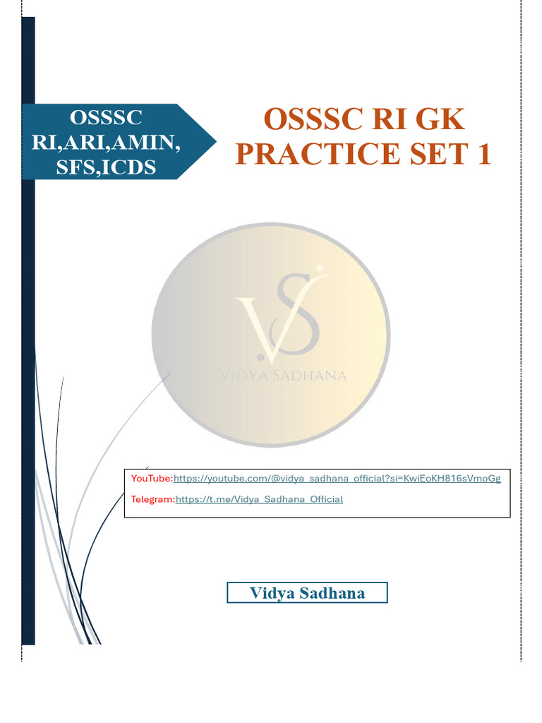 OSSSC RI GK Practice Set 1 | PDF