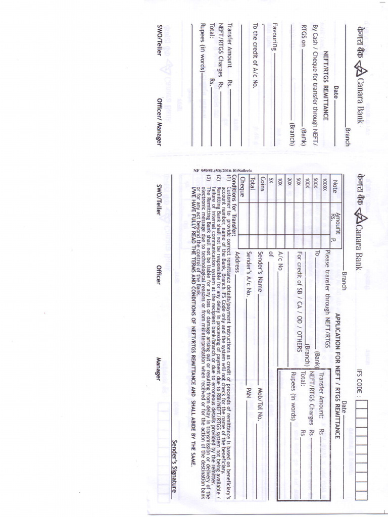 Rtgs Form For Print | PDF