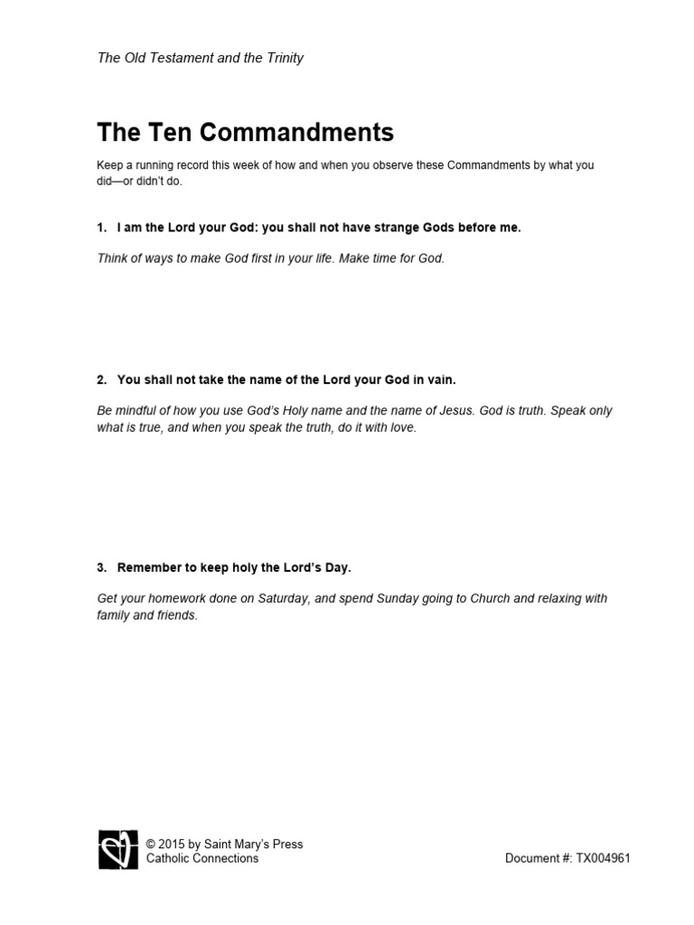 Ten Commandments for Kids Explained | PDF | Ten Commandments ...