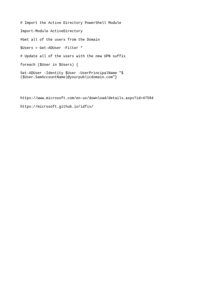 Update UPN Suffix in Active Directory | PDF