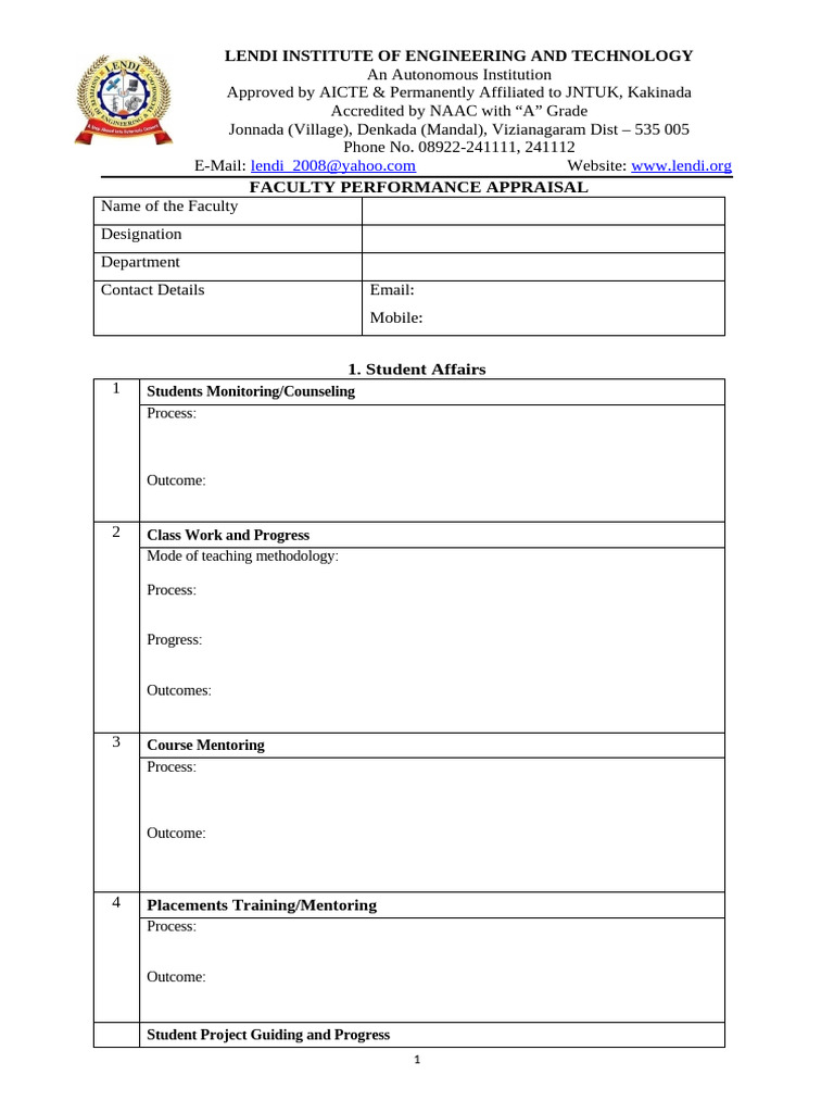 Brief-Faculty Performance Appraisal | PDF | Higher Education ...