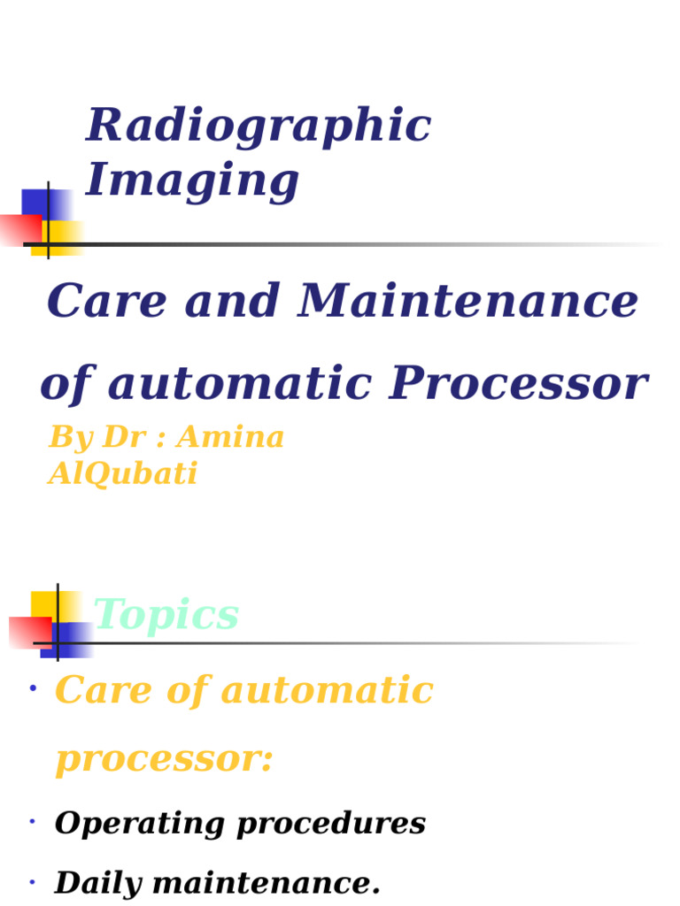 Automatic Processor Maintenance Guide | PDF | Equipment | Mechanical ...