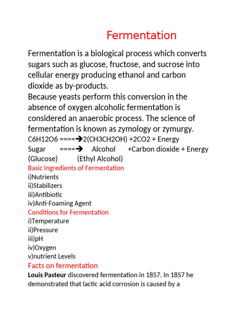 Understanding Fermentation Process | PDF