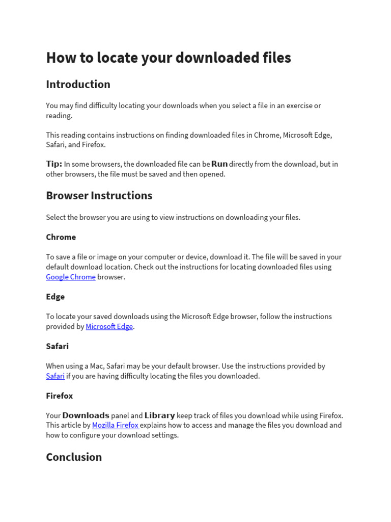 Locating Downloaded Files by Browser | PDF