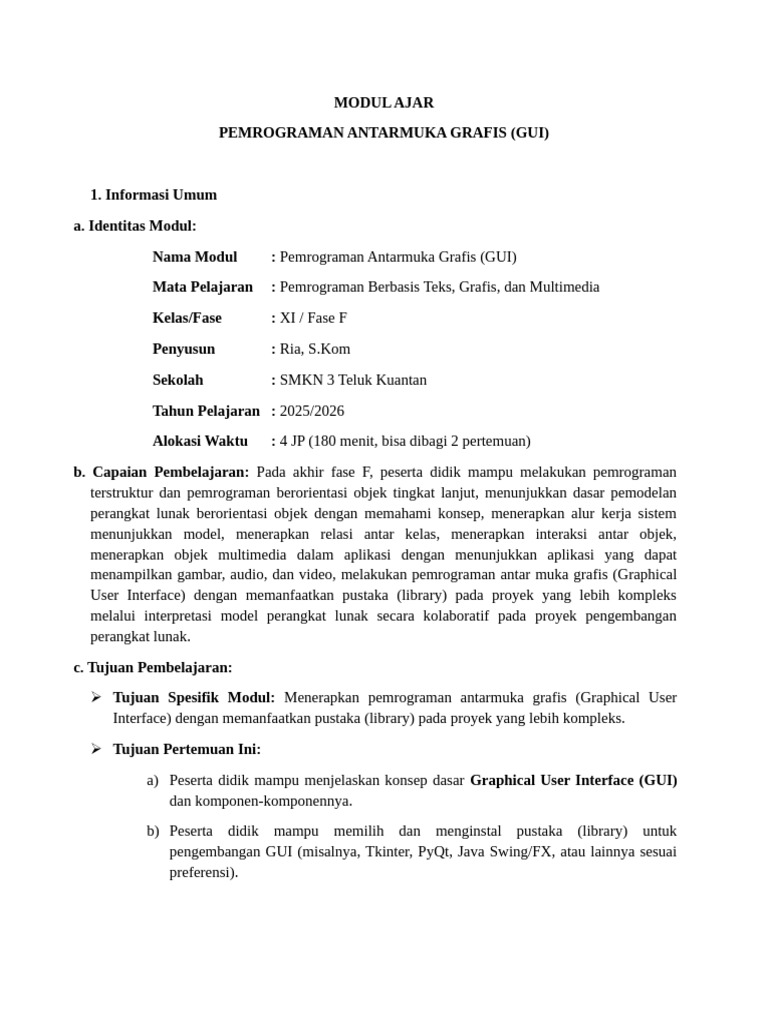 1.7 Pemrograman Antarmuka Grafis (GUI) | PDF