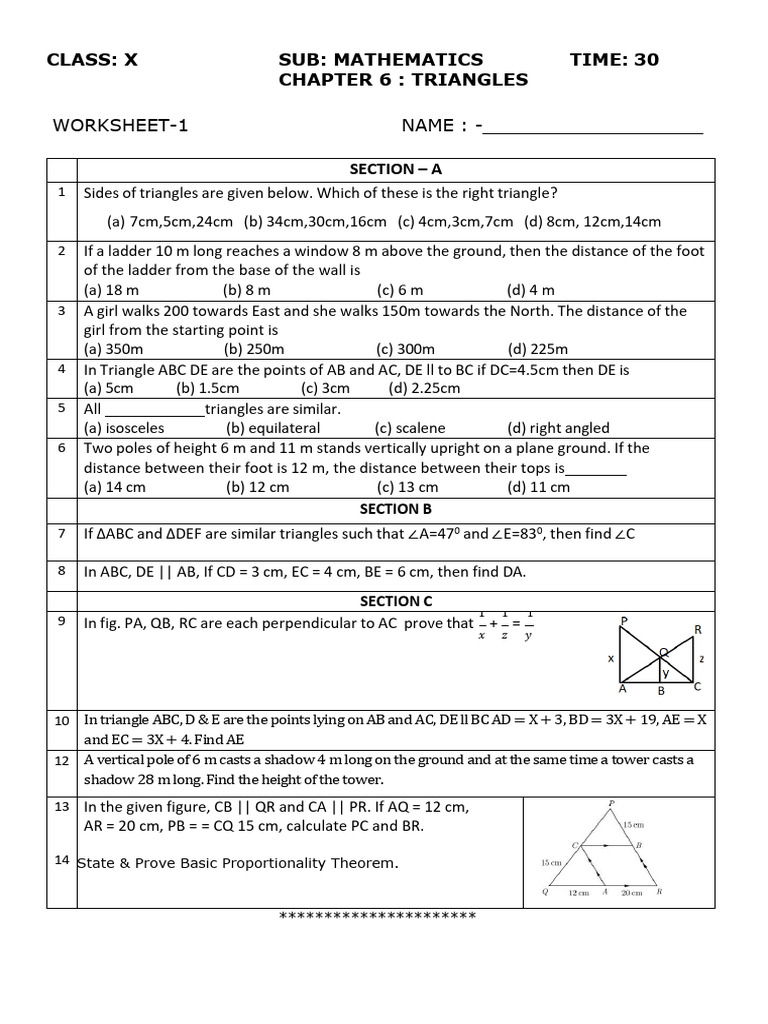 Right Triangle and Proportionality Worksheet | PDF