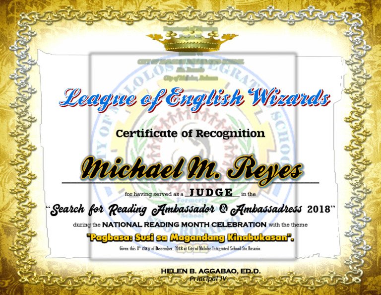 Certificate of Recognition for Judges | PDF