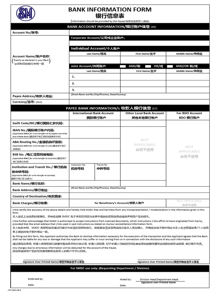Payment Instruction Form - Updated v7 | PDF | Wire Transfer | Financial  Services