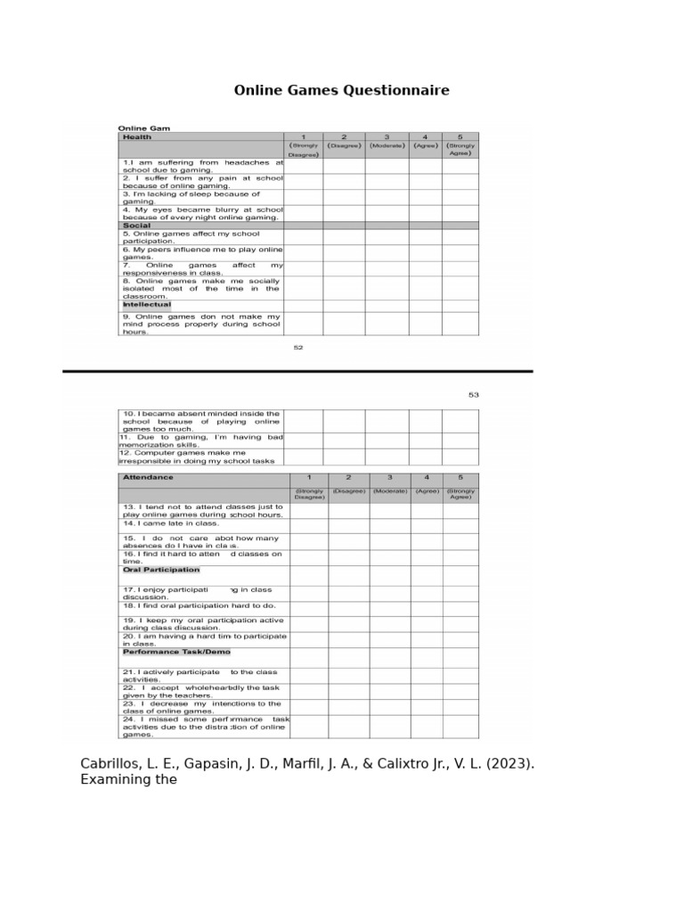 Questionnaires | PDF