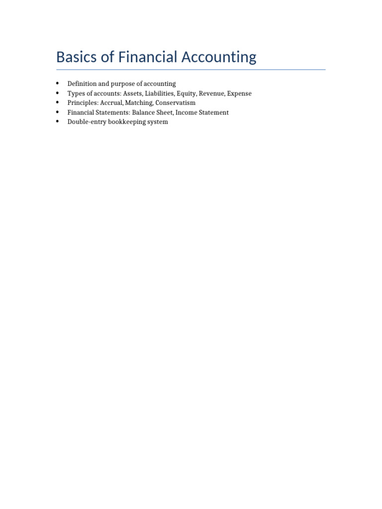 Overview of Financial Accounting Basics | PDF
