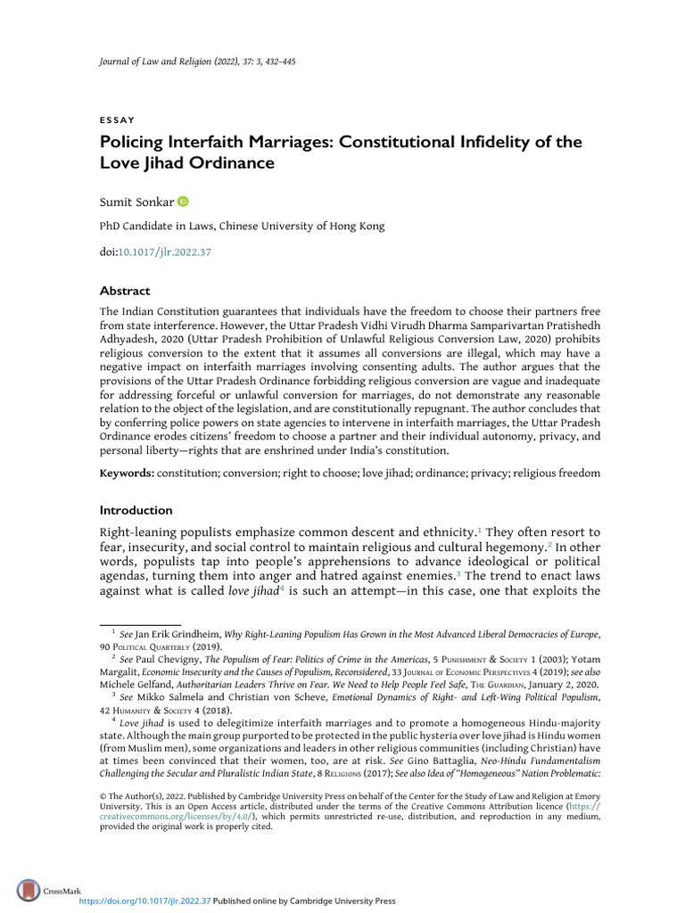 Policing Interfaith Marriages Constitutional Infidelity of The Love ...