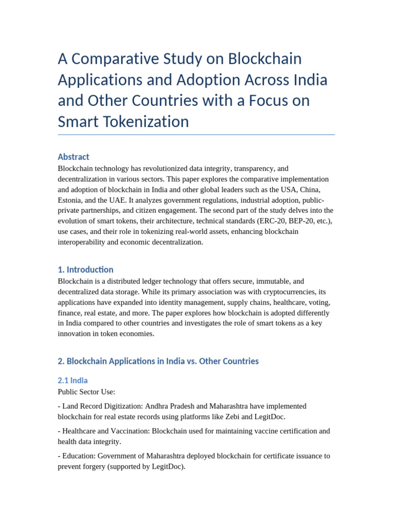 Blockchain Comparison and Smart Tokens Detailed | PDF | Cryptocurrency