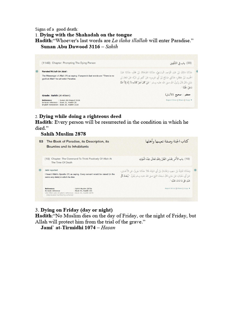 Signs of a Good Death in Islam | PDF