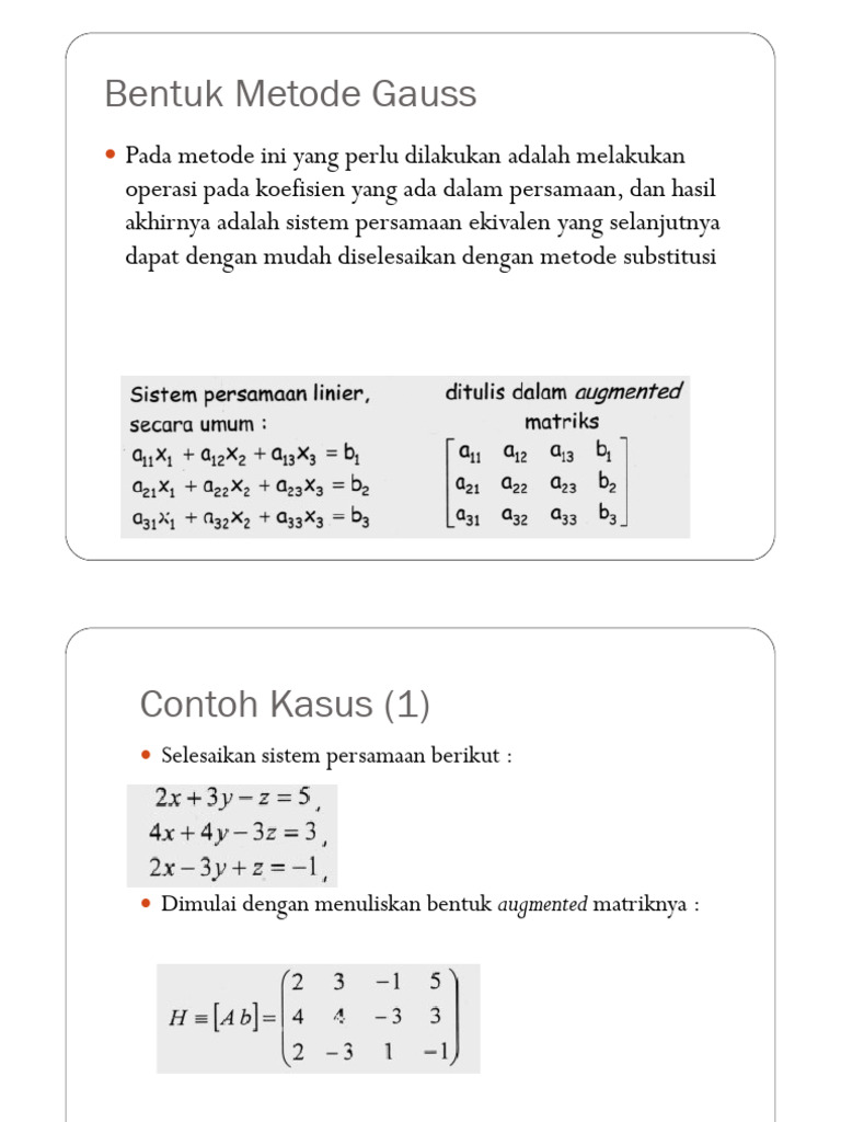 Metode Gauss untuk Sistem Persamaan | PDF