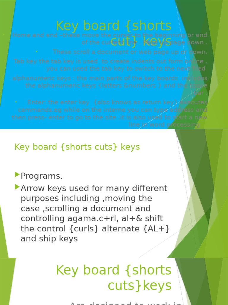 Key Board (Shorts Cut) Keys | PDF