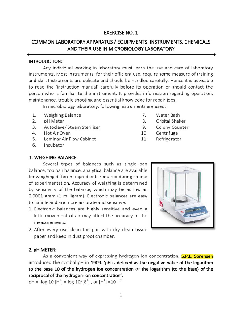 Microbiology Lab Equipment Guide | PDF | Colony Forming Unit | Ph