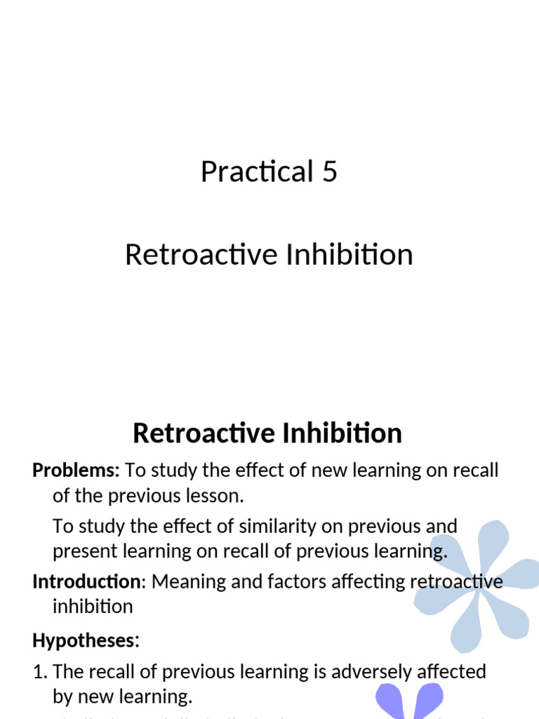 Retroactive Inhibition Practical Guide | PDF