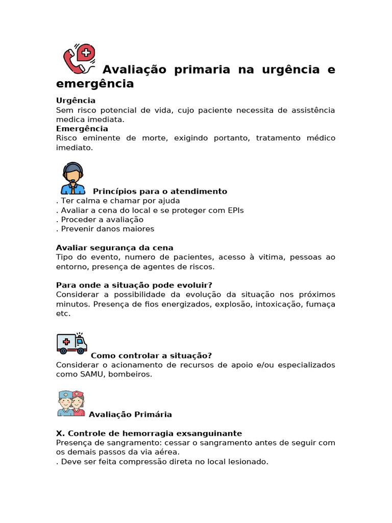 Avaliação Primária em Urgências Médicas | PDF | Medicina Clínica ...