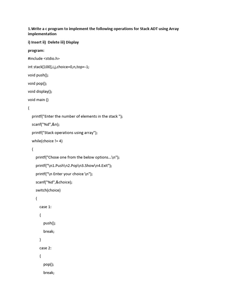 C Programs for Data Structures Operations | PDF | Queue (Abstract Data ...