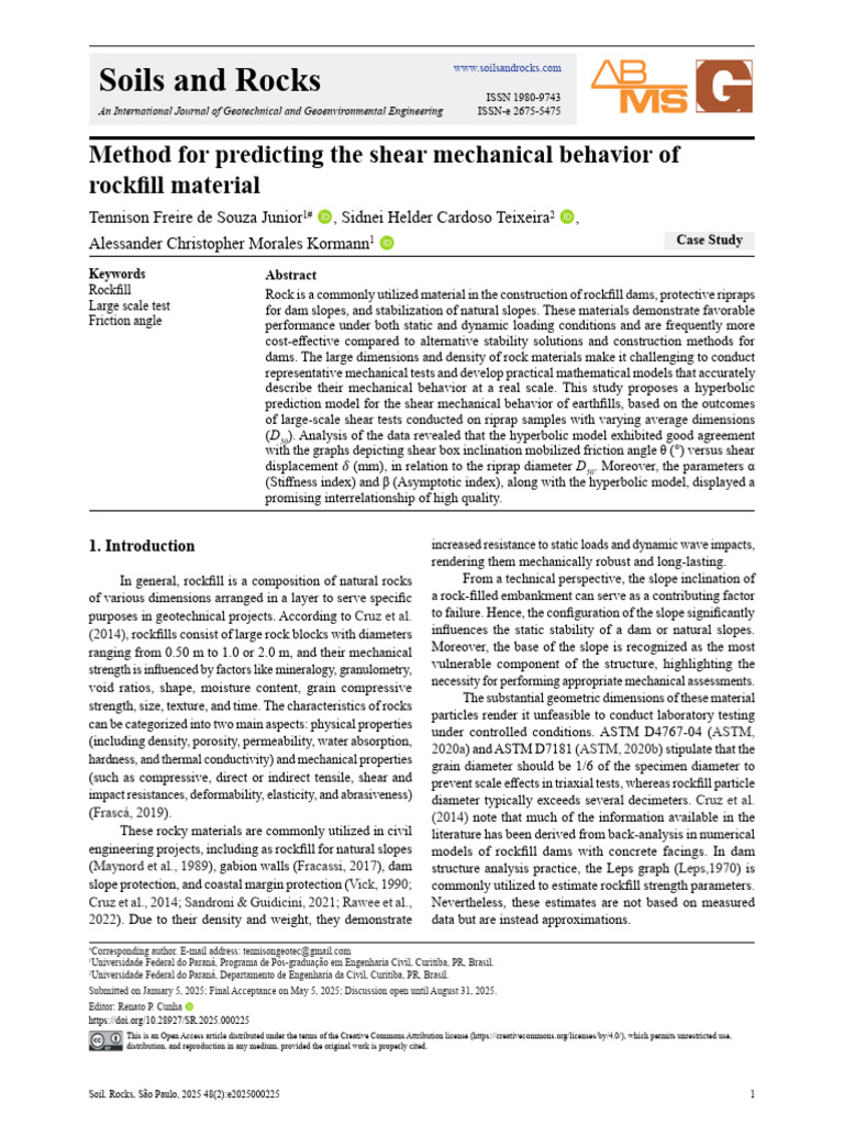 Shear Behavior Prediction in Rockfill | PDF | Friction | Strength Of ...