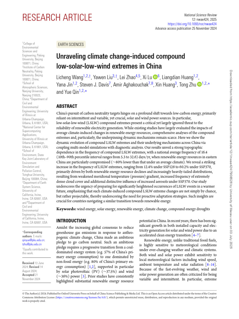 Climate Change and Energy Extremes in China | PDF | Renewable Energy ...