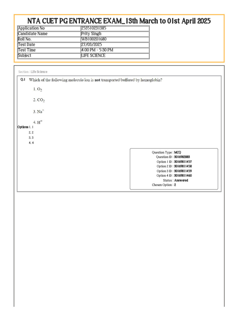 Life Science Exam Answer Key | PDF | Multiple Choice | Standardized Tests