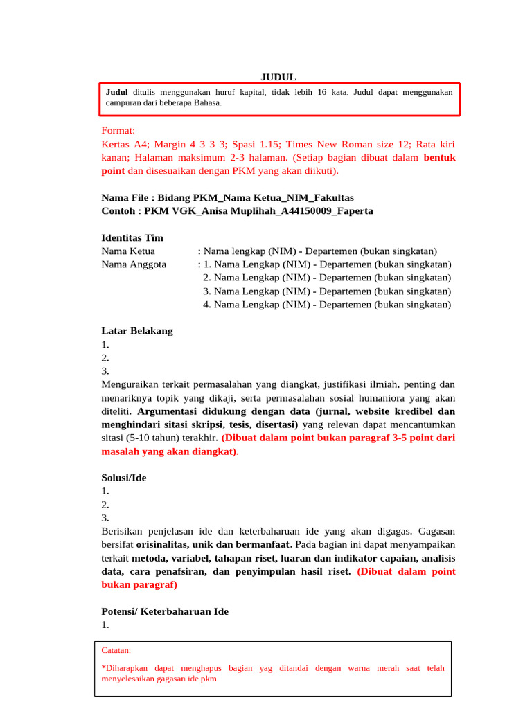 Panduan Penyusunan PKM Tim Mahasiswa | PDF