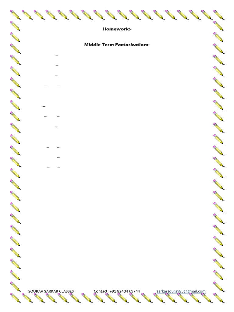 Homework Middle Term Factorisation 3 | PDF