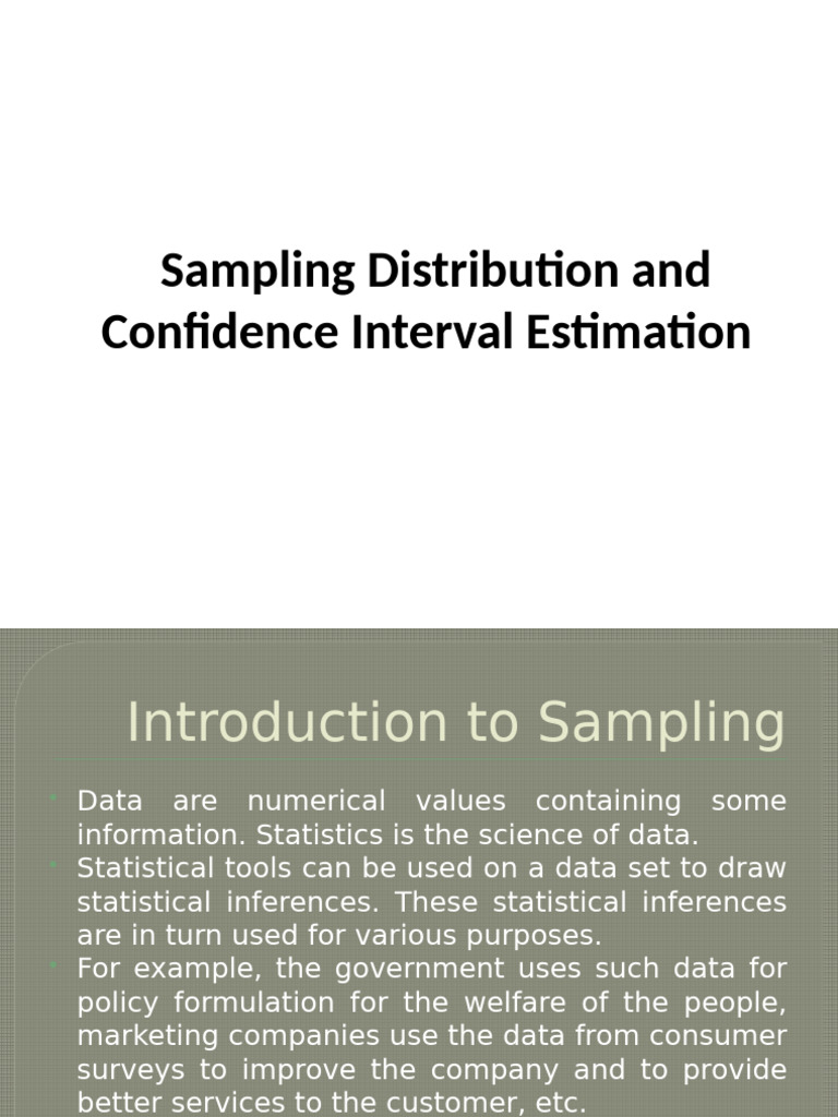 Sampling Distribution & Confidence Intervals | PDF | Sampling ...