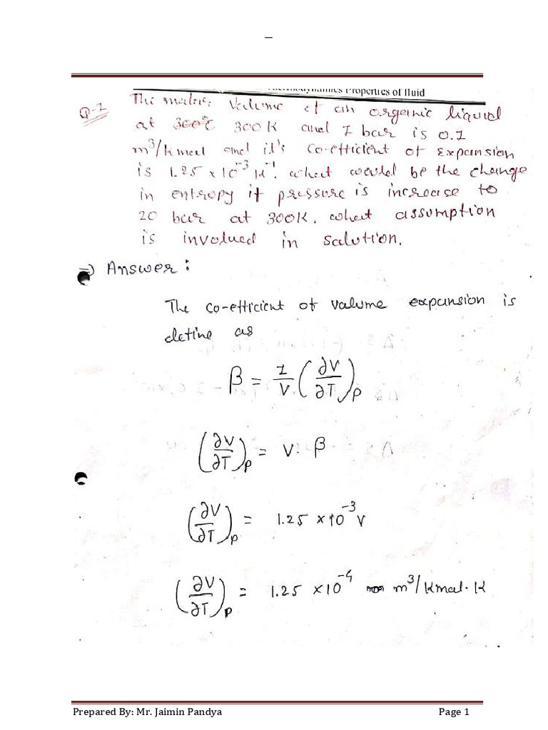 Chap 5 Numericals | PDF | Thermodynamics | Continuum Mechanics
