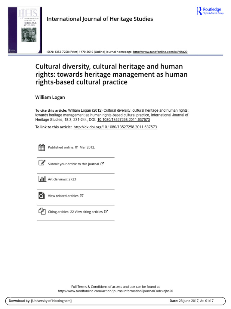 Heritage Management and Human Rights | PDF | Cultural Diversity | Human ...