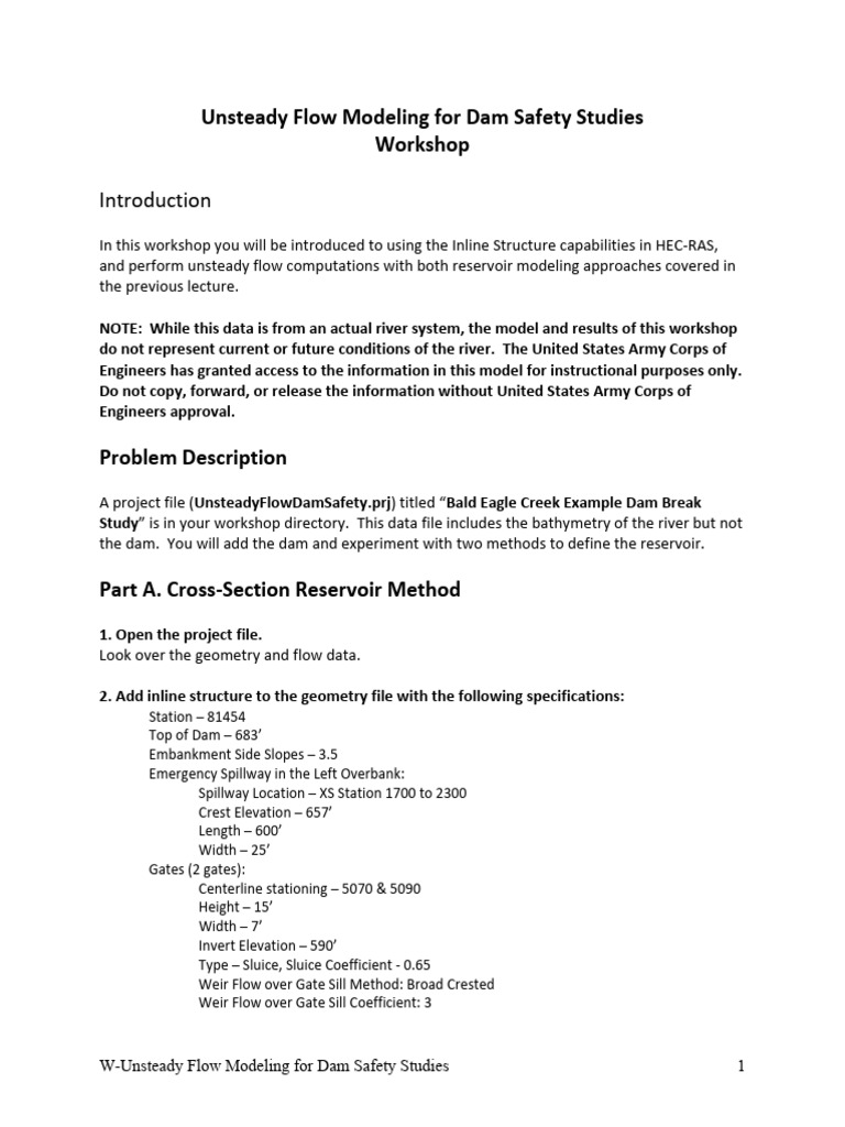 3.5 - W - Unsteady Flow Modeling For Dam Safety Studies | PDF | Dam ...